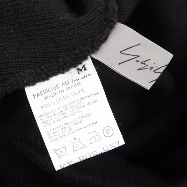 ヨウジヤマモト ファムYohji Yamamoto FEMMEハイネックバルーンスリーブリブニットワンピース 黒M K-99747_013