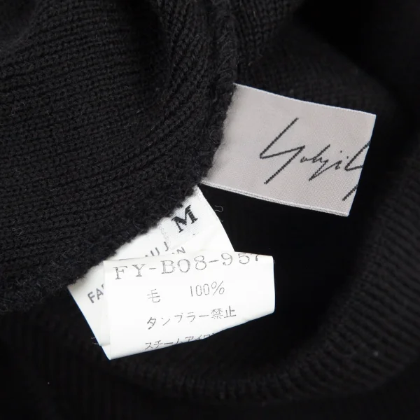 ヨウジヤマモト ファムYohji Yamamoto FEMMEハイネックバルーンスリーブリブニットワンピース 黒M K-99747_014