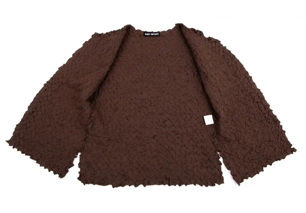 イッセイミヤケISSEY MIYAKE コットンギャザーピンタックベスト 茶2 K-99761_007