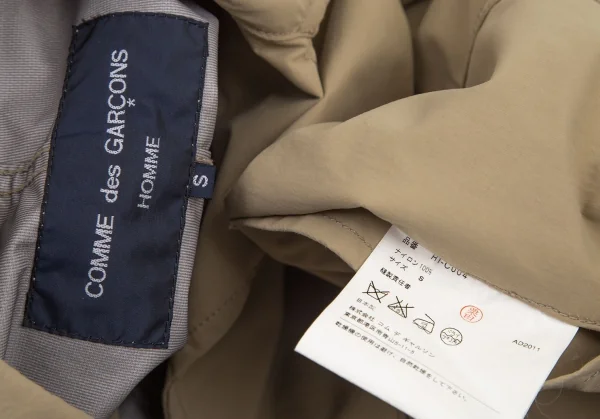 コムデギャルソン オムCOMME des GARCONS HOMME ナイロンステンカラーロングジャケット ベージュS K-99783_017