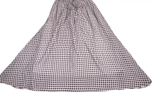 ビーミングバイビームスB:MING by BEAMS インド綿チェックロングスカート オフ黒 オフチャコールONE K-99793_006