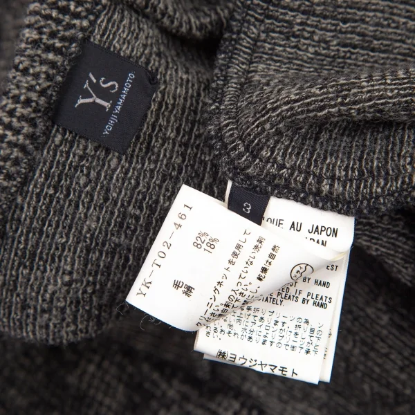 ワイズY's ウールシルクミックスニットプリーツスカート グレー3 K-99806_013