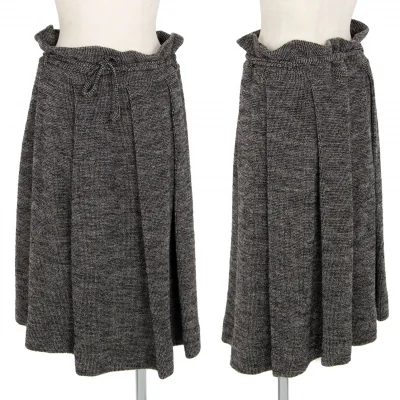 ワイズY's ウールシルクミックスニットプリーツスカート グレー