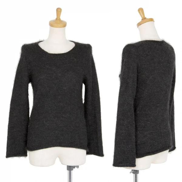 ローブドシャンブル コムデギャルソンrobe de chambre COMME des GARCONS モヘヤ混シャギーニット チャコールS位 K-99815_001
