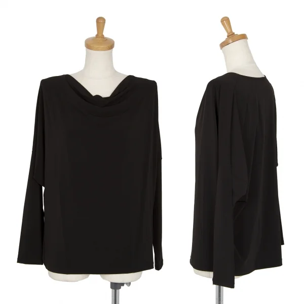 イッセイミヤケISSEY MIYAKE トリアセテートドレープネックドルマンカットソー 黒2 K-99841_001