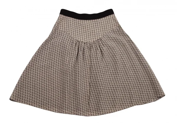 プラダPRADA 総柄ウエスト切替フレアスカート ベージュ40 K-99849_012