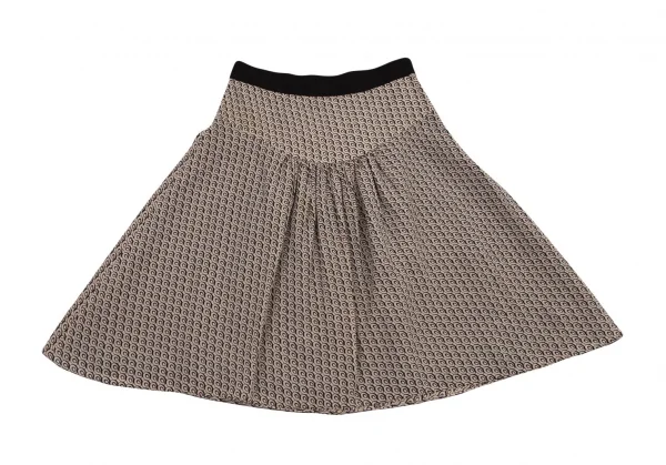 プラダPRADA 総柄ウエスト切替フレアスカート ベージュ40 K-99849_002