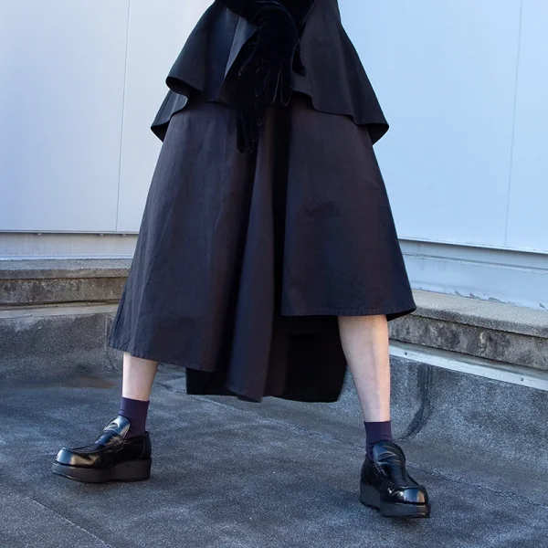 ヨウジヤマモト ノアールYohji Yamamoto NOIR  リネンコットン切替サルエルパンツ 黒2 K-99859_011