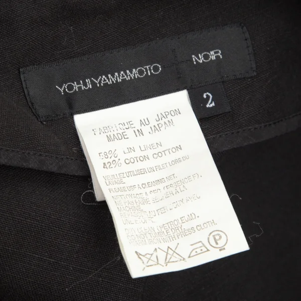 ヨウジヤマモト ノアールYohji Yamamoto NOIR  リネンコットン切替サルエルパンツ 黒2 K-99859_012