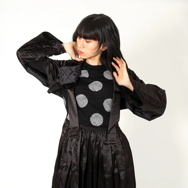 ワイズY's ドット刺繍ニットソー 黒グレー2 K-99873_015