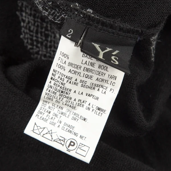 ワイズY's ドット刺繍ニットソー 黒グレー2 K-99873_016