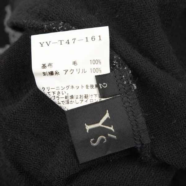 ワイズY's ドット刺繍ニットソー 黒グレー2 K-99873_017