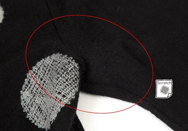 ワイズY's ドット刺繍ニットソー 黒グレー2 K-99873_005