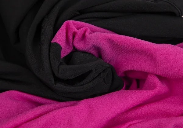 ヨウジヤマモト ファムYohji Yamamoto FEMME カラーブロック切替バルーンワンピース 黒ピンクS K-99905_015