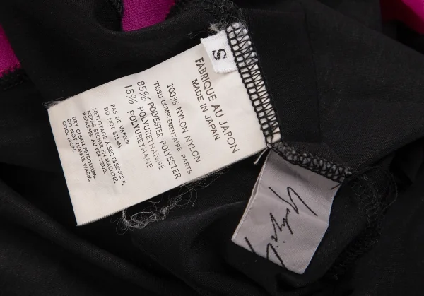 ヨウジヤマモト ファムYohji Yamamoto FEMME カラーブロック切替バルーンワンピース 黒ピンクS K-99905_016