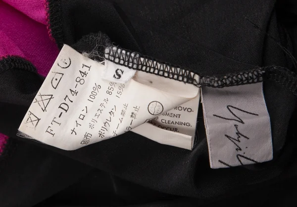 ヨウジヤマモト ファムYohji Yamamoto FEMME カラーブロック切替バルーンワンピース 黒ピンクS K-99905_017