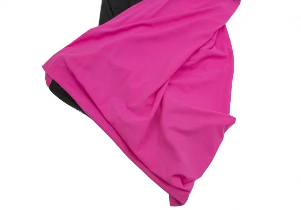 ヨウジヤマモト ファムYohji Yamamoto FEMME カラーブロック切替バルーンワンピース 黒ピンクS K-99905_009