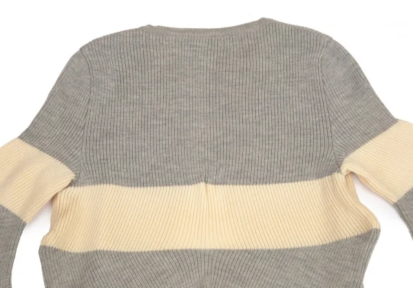 イッセイミヤケ ハートISSEY MIYAKE HaaT ジグザグシルエットボーダーリブニットカーディガン グレークリーム2 K-99938_011