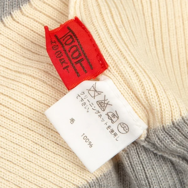 イッセイミヤケ ハートISSEY MIYAKE HaaT ジグザグシルエットボーダーリブニットカーディガン グレークリーム2 K-99938_015