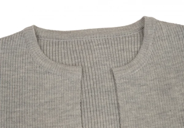 イッセイミヤケ ハートISSEY MIYAKE HaaT ジグザグシルエットボーダーリブニットカーディガン グレークリーム2 K-99938_004