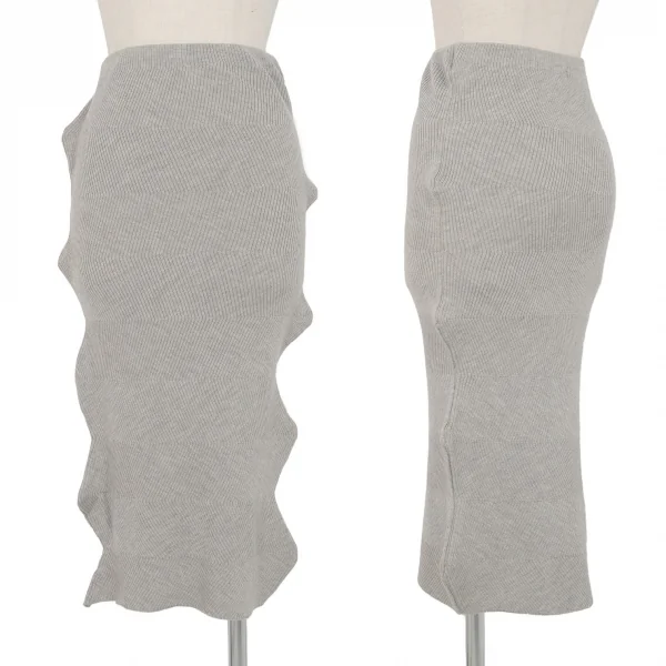 イッセイミヤケ ハートISSEY MIYAKE HaaT ジグザグリブニットスカート グレー2 K-99939_001