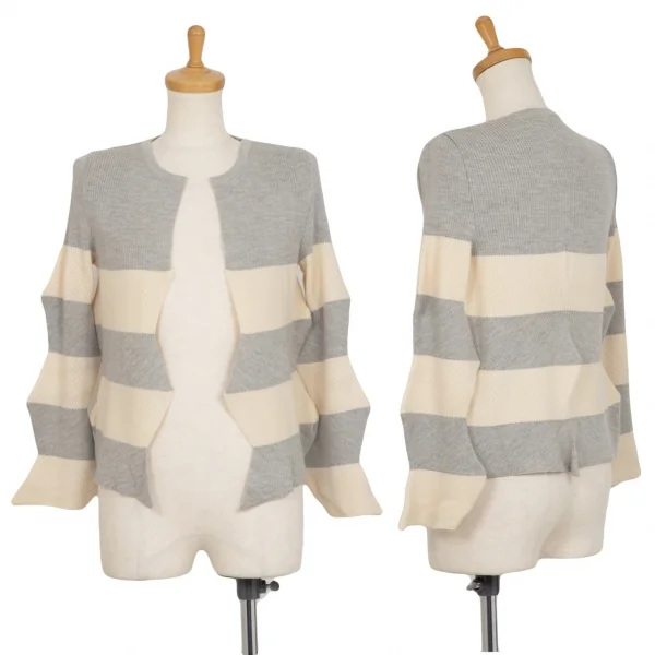 イッセイミヤケ ハートISSEY MIYAKE HaaT ジグザグリブニットセットアップ グレークリーム2 K-99940_002