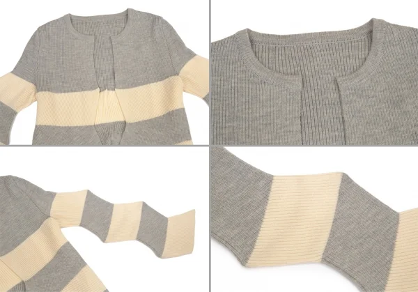 イッセイミヤケ ハートISSEY MIYAKE HaaT ジグザグリブニットセットアップ グレークリーム2 K-99940_004