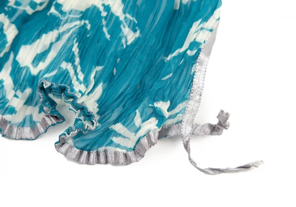 イッセイミヤケ フェットISSEY MIYAKE FETE ダマスクプリントシワプリーツストール ターコイズM位 K-99965_003