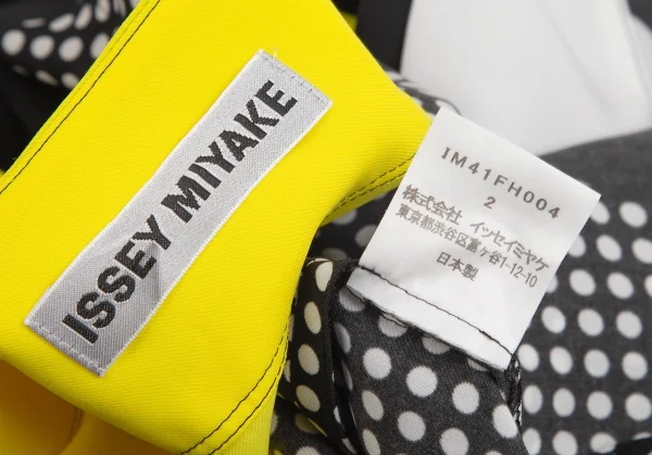 イッセイミヤケISSEY MIYAKE ドットパネルプリントノースリーブチュニック 黒白黄2 K-99970_014