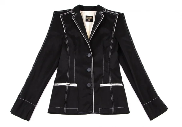 ジャンポールゴルチエ ファムJean Paul GAULTIER FEMME パイピングスクエアシルエットジャケット 黒40 K-100034_002