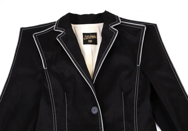 ジャンポールゴルチエ ファムJean Paul GAULTIER FEMME パイピングスクエアシルエットジャケット 黒40 K-100034_003