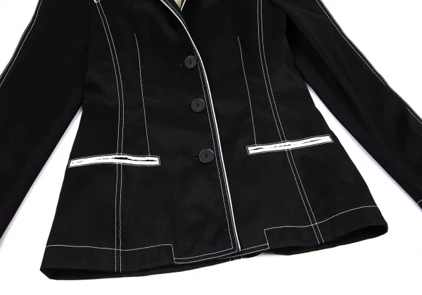 ジャンポールゴルチエ ファムJean Paul GAULTIER FEMME パイピングスクエアシルエットジャケット 黒40 K-100034_007