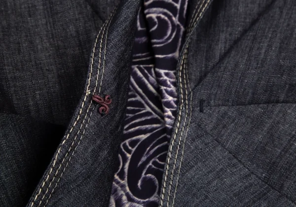 ジャンポールゴルチエ ファムJean Paul GAULTIER FEMME 裏ドラゴンプリントデニムショールカラージャケット インディゴ42 K-100035_010