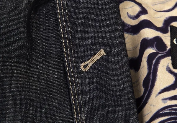 ジャンポールゴルチエ ファムJean Paul GAULTIER FEMME 裏ドラゴンプリントデニムショールカラージャケット インディゴ42 K-100035_005