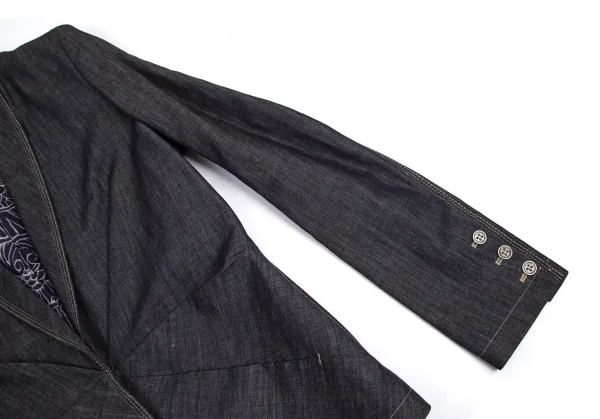 ジャンポールゴルチエ ファムJean Paul GAULTIER FEMME 裏ドラゴンプリントデニムショールカラージャケット インディゴ42 K-100035_006
