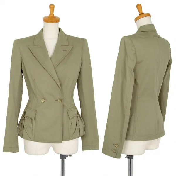 ジャンポールゴルチエ ファムJean Paul GAULTIER FEMME コットンダブルピークドラペルジャケット カーキ38 K-100036_001
