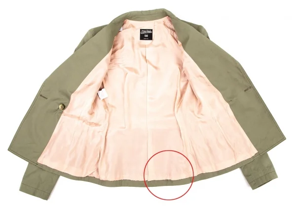 ジャンポールゴルチエ ファムJean Paul GAULTIER FEMME コットンダブルピークドラペルジャケット カーキ38 K-100036_013