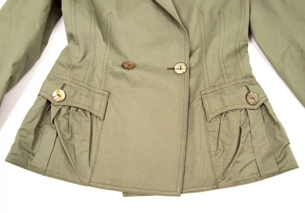 ジャンポールゴルチエ ファムJean Paul GAULTIER FEMME コットンダブルピークドラペルジャケット カーキ38 K-100036_009