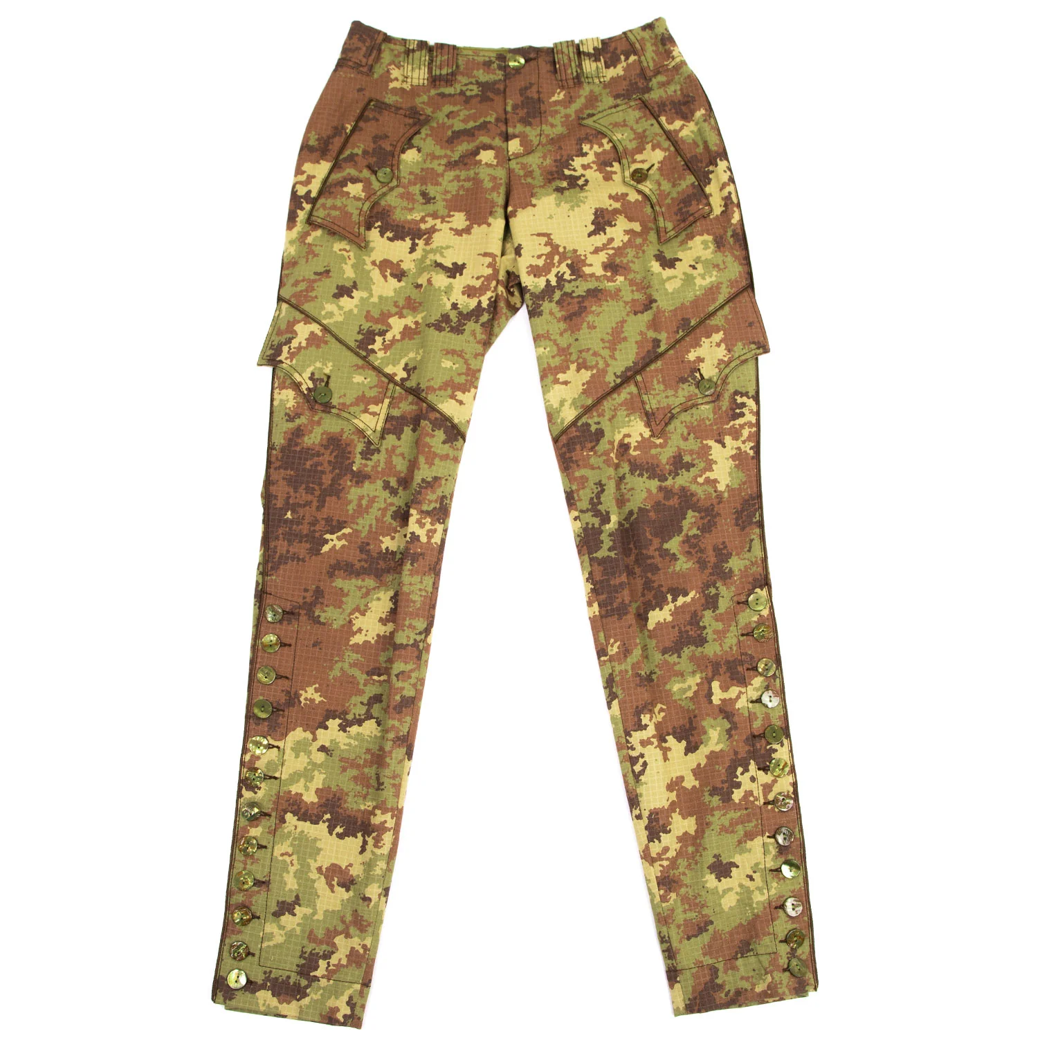 Jean-Paul GAULTIER FEMME Ripstop Camouflage Hem Button Pants