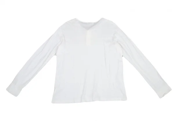 ヨウジヤマモト プールオムYohji Yamamoto POUR HOMME 製品洗いコットン裾パッチヘンリーネックカットソー 白3 K-100048_014