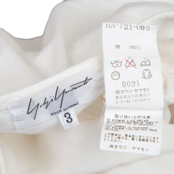 ヨウジヤマモト プールオムYohji Yamamoto POUR HOMME 製品洗いコットン裾パッチヘンリーネックカットソー 白3 K-100048_018