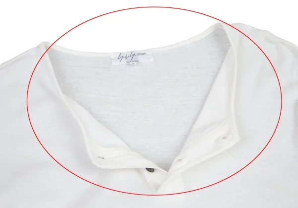 ヨウジヤマモト プールオムYohji Yamamoto POUR HOMME 製品洗いコットン裾パッチヘンリーネックカットソー 白3 K-100048_004