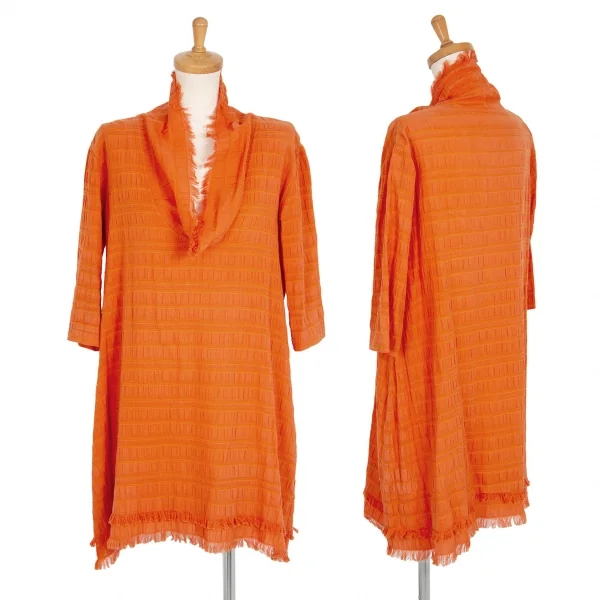 イッセイミヤケ ハートISSEY MIYAKE HaaT フリンジネックワンピース オレンジ2 K-100054_001
