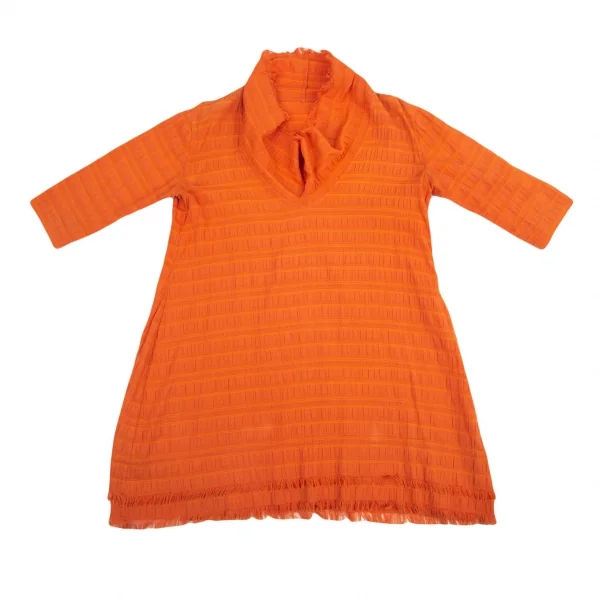 イッセイミヤケ ハートISSEY MIYAKE HaaT フリンジネックワンピース オレンジ2 K-100054_002