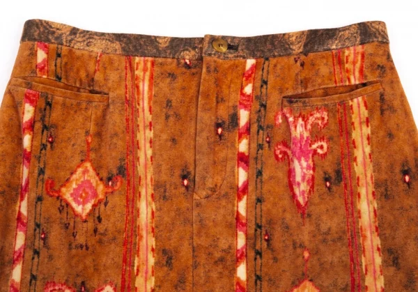 イッセイミヤケ ハートISSEY MIYAKE HaaT ネイティブストライプベロアスカート 茶1 K-100064_003