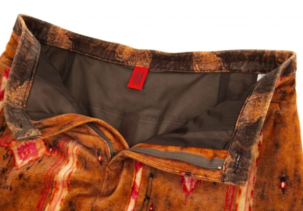 イッセイミヤケ ハートISSEY MIYAKE HaaT ネイティブストライプベロアスカート 茶1 K-100064_005