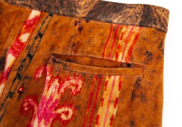 イッセイミヤケ ハートISSEY MIYAKE HaaT ネイティブストライプベロアスカート 茶1 K-100064_006