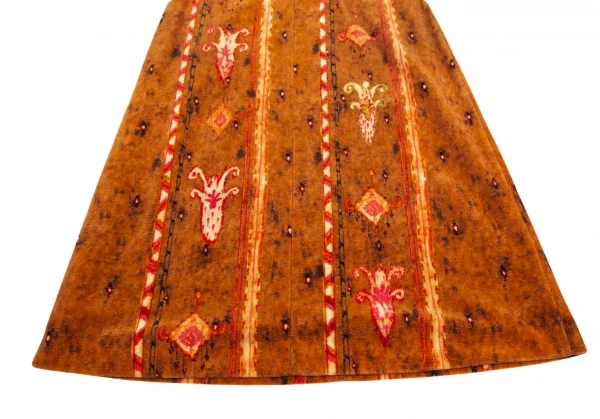 イッセイミヤケ ハートISSEY MIYAKE HaaT ネイティブストライプベロアスカート 茶1 K-100064_007