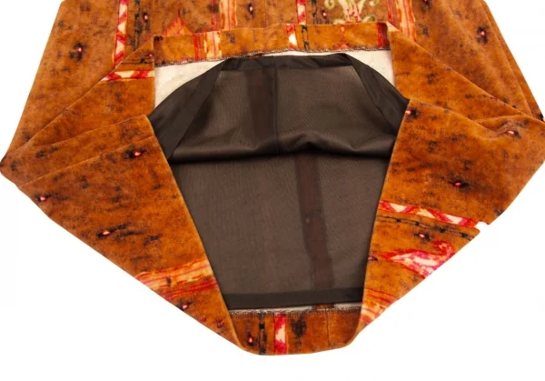 イッセイミヤケ ハートISSEY MIYAKE HaaT ネイティブストライプベロアスカート 茶1 K-100064_009