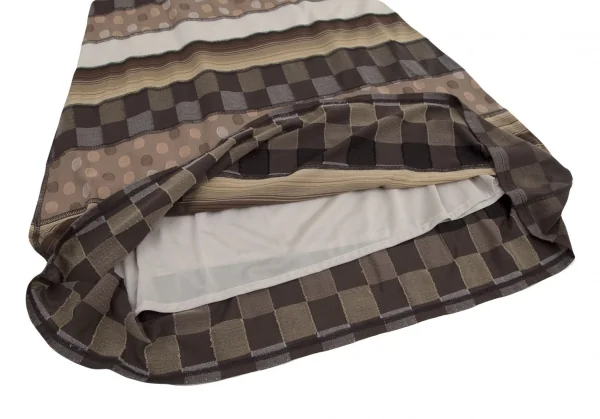 イッセイミヤケ ハートISSEY MIYAKE HaaT マルチファブリックボーダー切替スカート オフベージュグレー2 K-100069_010